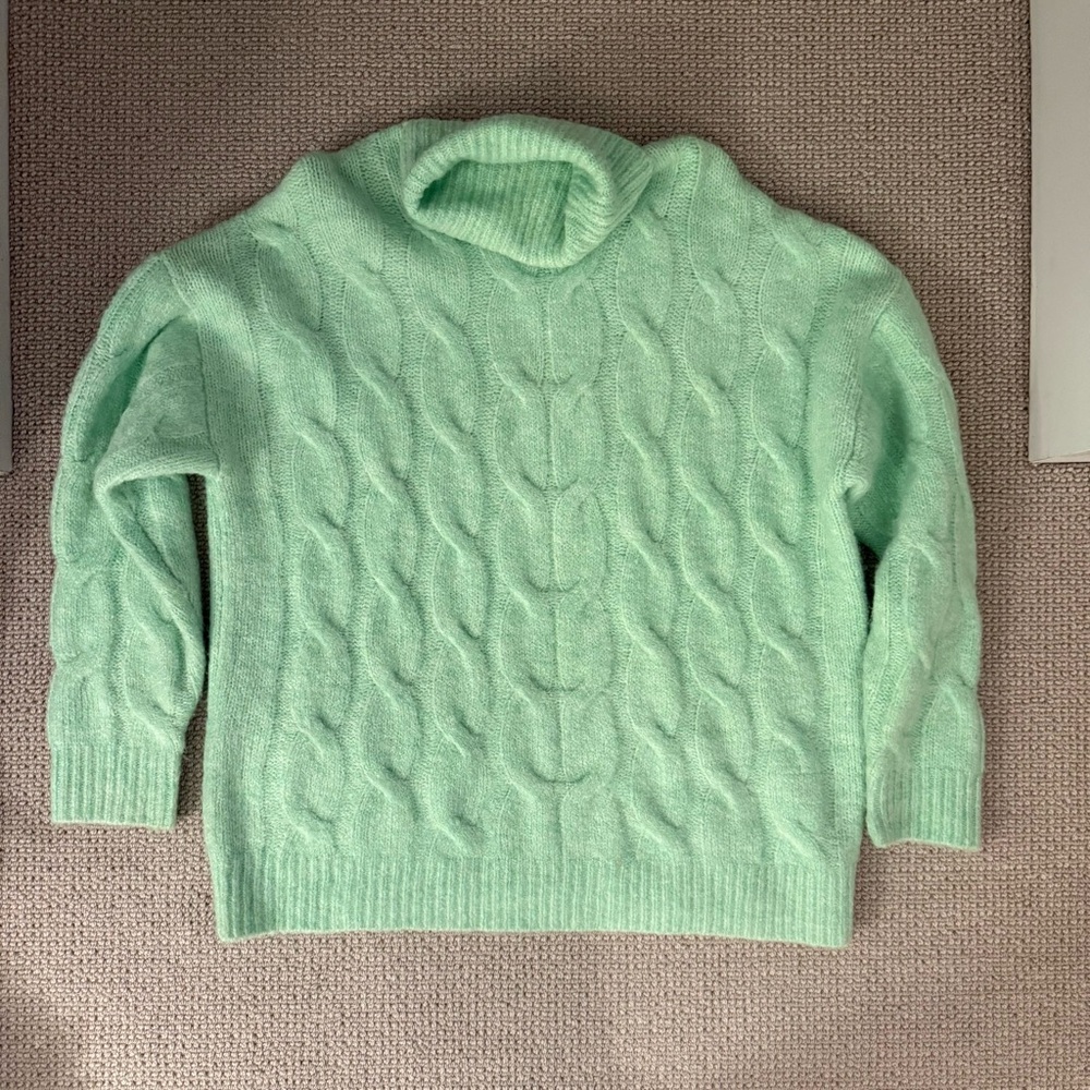 Bershka Mint Green Cable Knit Sweater
